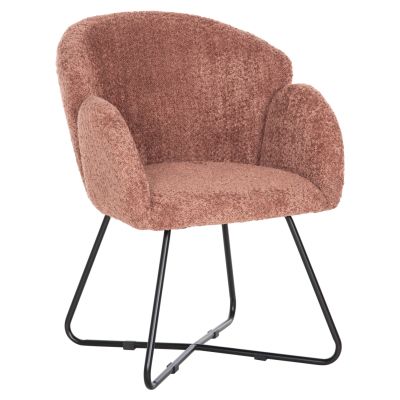 ARMCHAIR HARNIS HM9603.02 PINK BOUCLE-BLACK METAL BASE 59.5x64x77Hcm.