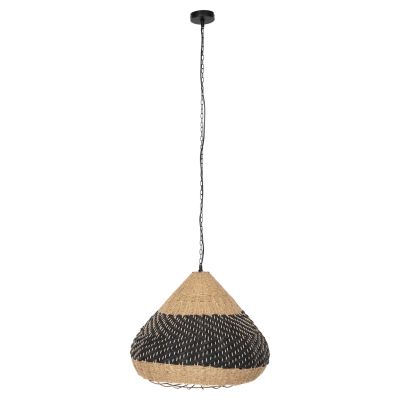 CEILING PENDANT LAMP HM4354 NATURAL RATTAN-PAPER ROPE-NATURAL&BLACK COLOR Φ54x42-145Hcm.