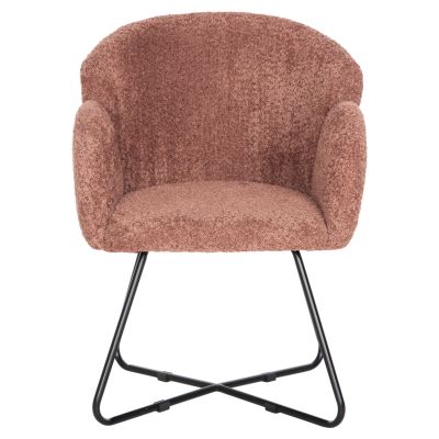 ARMCHAIR HARNIS HM9603.02 PINK BOUCLE-BLACK METAL BASE 59.5x64x77Hcm.