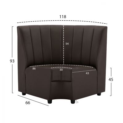 Ъглова част за диван Landon HM3163.03 Pu кафяв 118x66x93см