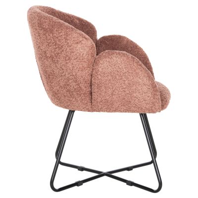 ARMCHAIR HARNIS HM9603.02 PINK BOUCLE-BLACK METAL BASE 59.5x64x77Hcm.