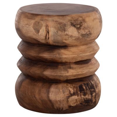 ROUND STOOL BELLOWS HM9910 SOLID SUAR WOOD IN NATURAL Φ40x45Hcm.