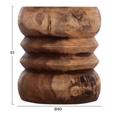 ROUND STOOL BELLOWS HM9910 SOLID SUAR WOOD IN NATURAL Φ40x45Hcm.