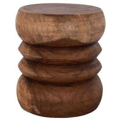 ROUND STOOL BELLOWS HM9910 SOLID SUAR WOOD IN NATURAL Φ40x45Hcm.