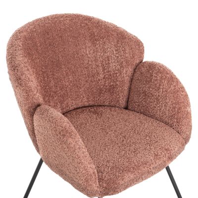 ARMCHAIR HARNIS HM9603.02 PINK BOUCLE-BLACK METAL BASE 59.5x64x77Hcm.