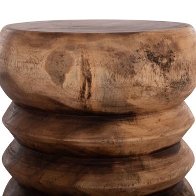 ROUND STOOL BELLOWS HM9910 SOLID SUAR WOOD IN NATURAL Φ40x45Hcm.