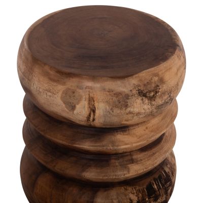 ROUND STOOL BELLOWS HM9910 SOLID SUAR WOOD IN NATURAL Φ40x45Hcm.
