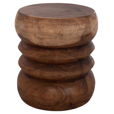 ROUND STOOL BELLOWS HM9910 SOLID SUAR WOOD IN NATURAL Φ40x45Hcm.