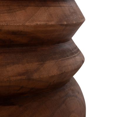 ROUND STOOL BELLOWS HM9910 SOLID SUAR WOOD IN NATURAL Φ40x45Hcm.