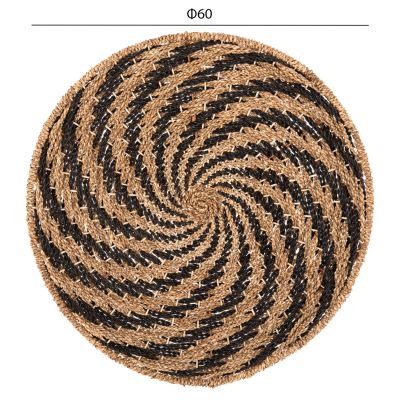 WALL DECOR ROUND HM7830.02 SPIRAL LOOK-SEAGRASS IN BLACK&NATURAL COLOR Φ61x3cm.