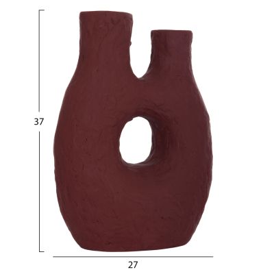 SET 2PCS DECORATIVE TABLE VASES NAMENTIS HM21143.02 TERRACOTA IN WHITE & MAROON RED