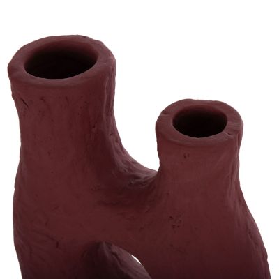 SET 2PCS DECORATIVE TABLE VASES NAMENTIS HM21143.02 TERRACOTA IN WHITE & MAROON RED