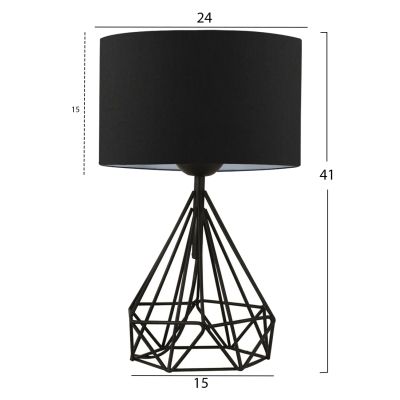 TABLE LAMP HM7605.01 BLACK METAL BODY, BLACK DRUM SHADE FABRIC