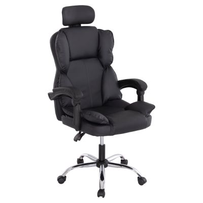 ОФИС СТОЛ OCTAVIUS HM1202 ЧЕРЕН PVC & НАЙЛОН- ХРОМИРАНА МЕТАЛНА ОСНОВА 52x55x128Hcm.