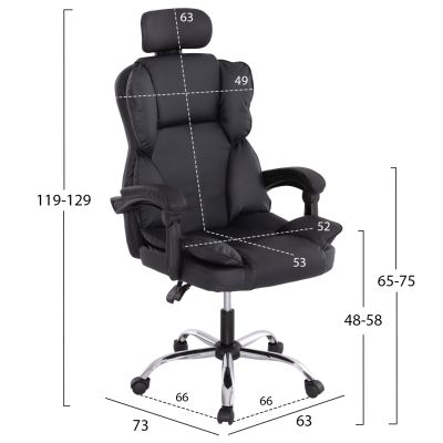 ОФИС СТОЛ OCTAVIUS HM1202 ЧЕРЕН PVC & НАЙЛОН- ХРОМИРАНА МЕТАЛНА ОСНОВА 52x55x128Hcm.