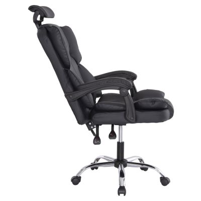 ОФИС СТОЛ OCTAVIUS HM1202 ЧЕРЕН PVC & НАЙЛОН- ХРОМИРАНА МЕТАЛНА ОСНОВА 52x55x128Hcm.