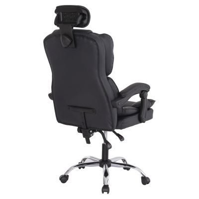 ОФИС СТОЛ OCTAVIUS HM1202 ЧЕРЕН PVC & НАЙЛОН- ХРОМИРАНА МЕТАЛНА ОСНОВА 52x55x128Hcm.