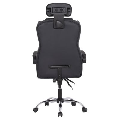 ОФИС СТОЛ OCTAVIUS HM1202 ЧЕРЕН PVC & НАЙЛОН- ХРОМИРАНА МЕТАЛНА ОСНОВА 52x55x128Hcm.