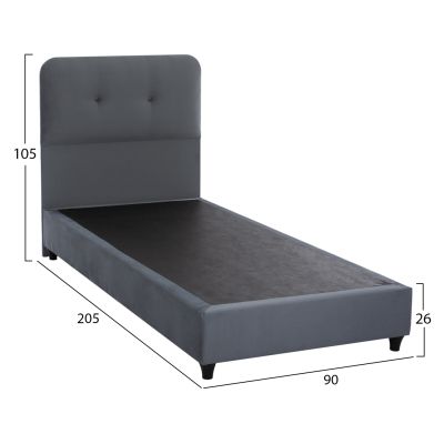 BED DOLORES HM649.10 GREY VELVET 90X200cm