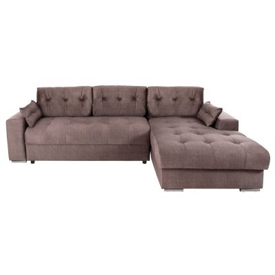 CORNER SOFA-BED WITH STORAGE SPACE CLANCY HM3281.03R BROWN FABRIC 308x181x92Hcm.