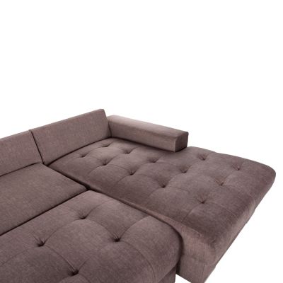CORNER SOFA-BED WITH STORAGE SPACE CLANCY HM3281.03R BROWN FABRIC 308x181x92Hcm.