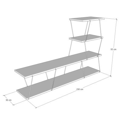 MELAMINE TV FURNITURE & METAL FRAME ΗΜ9098.03 WHITE 150x30x93Y cm.