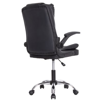 OFFICE CHAIR CANAN HM1201 BLACK PVC-BLACK NYLON-CHROME BASE 66x61x105Hcm.
