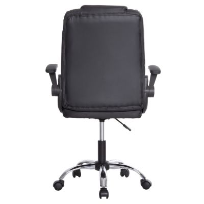 OFFICE CHAIR CANAN HM1201 BLACK PVC-BLACK NYLON-CHROME BASE 66x61x105Hcm.