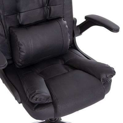 OFFICE CHAIR CANAN HM1201 BLACK PVC-BLACK NYLON-CHROME BASE 66x61x105Hcm.
