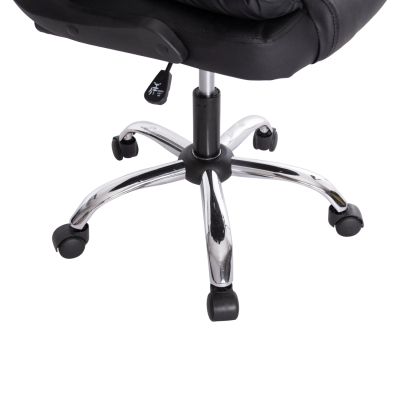 OFFICE CHAIR CANAN HM1201 BLACK PVC-BLACK NYLON-CHROME BASE 66x61x105Hcm.