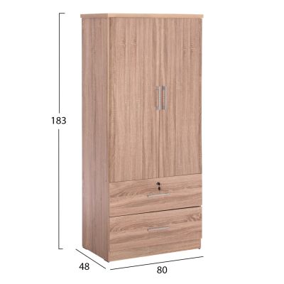 WARDROBE WITH DRAWERS REINA HM2484.11 MELAMINE IN SONAMA OAK 80x48x183Hcm.