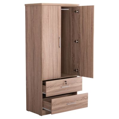 WARDROBE WITH DRAWERS REINA HM2484.11 MELAMINE IN SONAMA OAK 80x48x183Hcm.