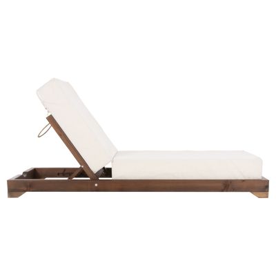 ПЛАЖЕН ШЕЗЛОНГ НИСЪК IKARIA HM10622.02 БОРОВО ДЪРВО В ЦВЯТ ОРЕХ-ЕКРЮ ТЕКСТИЛ-ВЪЗГЛАВНИЦА ДЕБЕЛИНА 20см