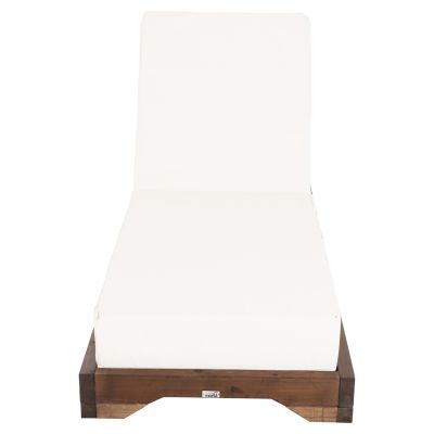 ПЛАЖЕН ШЕЗЛОНГ НИСЪК IKARIA HM10622.02 БОРОВО ДЪРВО В ЦВЯТ ОРЕХ-ЕКРЮ ТЕКСТИЛ-ВЪЗГЛАВНИЦА ДЕБЕЛИНА 20см