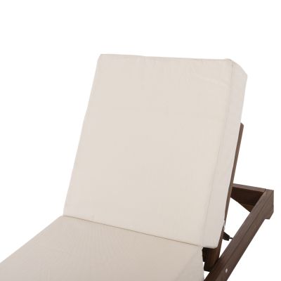 ПЛАЖЕН ШЕЗЛОНГ НИСЪК IKARIA HM10622.02 БОРОВО ДЪРВО В ЦВЯТ ОРЕХ-ЕКРЮ ТЕКСТИЛ-ВЪЗГЛАВНИЦА ДЕБЕЛИНА 20см