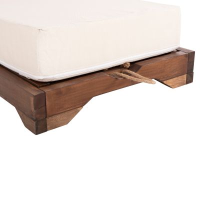 ПЛАЖЕН ШЕЗЛОНГ НИСЪК IKARIA HM10622.02 БОРОВО ДЪРВО В ЦВЯТ ОРЕХ-ЕКРЮ ТЕКСТИЛ-ВЪЗГЛАВНИЦА ДЕБЕЛИНА 20см